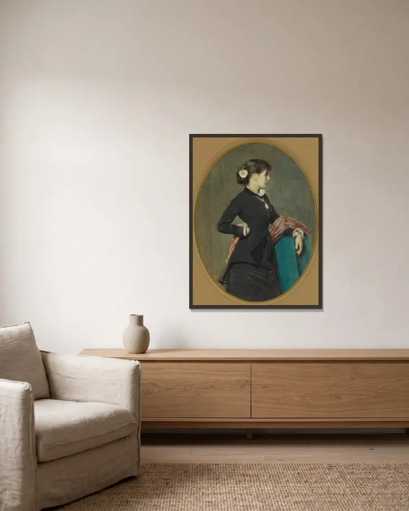 Porträtt av fröken Nyström av Anders Zorn inramad på en vägg