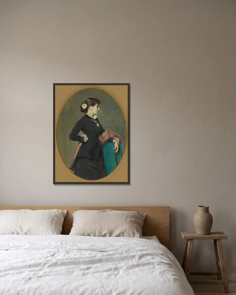 Porträtt av fröken Nyström av Anders Zorn inramad på en vägg