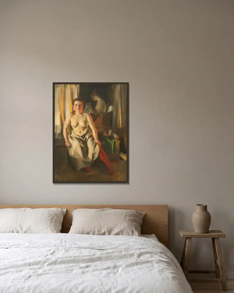 Czerwone pończochy, Anders Zorn w ramie na ścianie