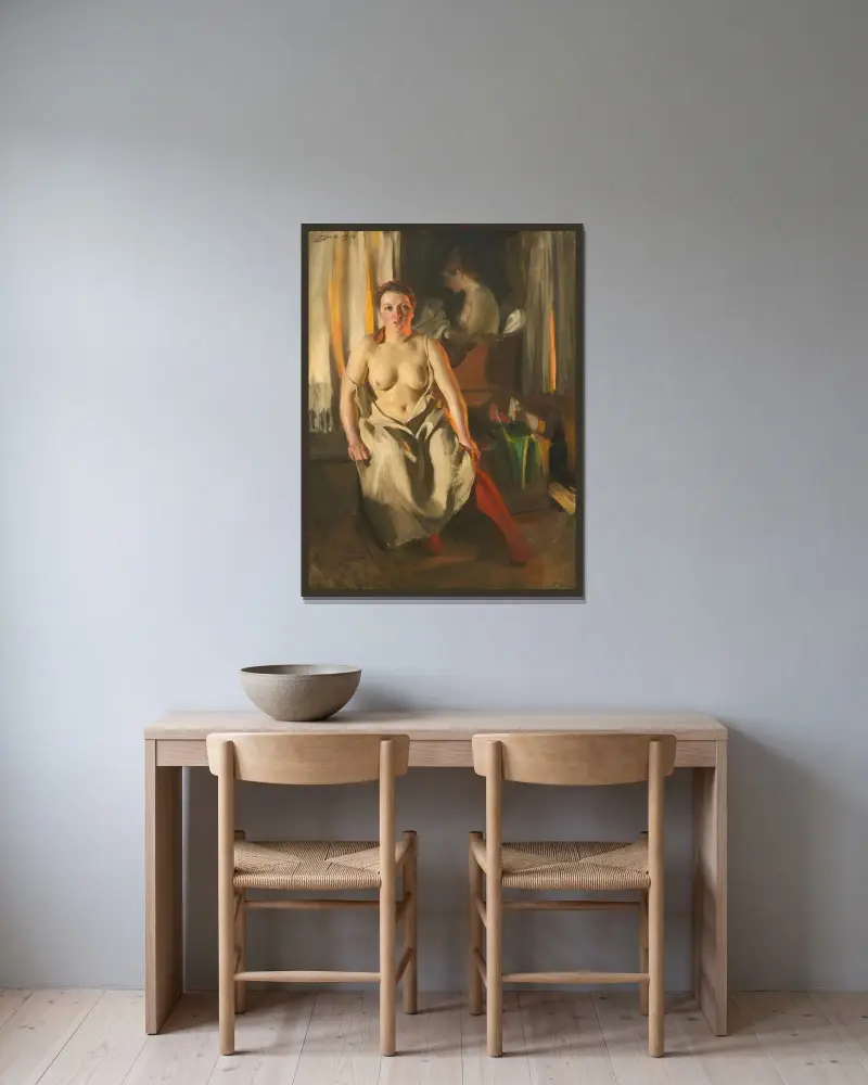Czerwone pończochy, Anders Zorn w ramie na ścianie