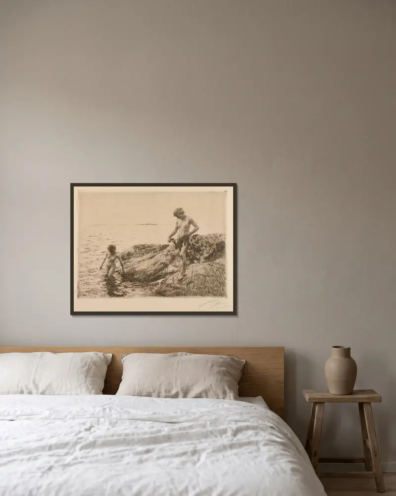 Skär mot havet av Anders Zorn inramad på en vägg