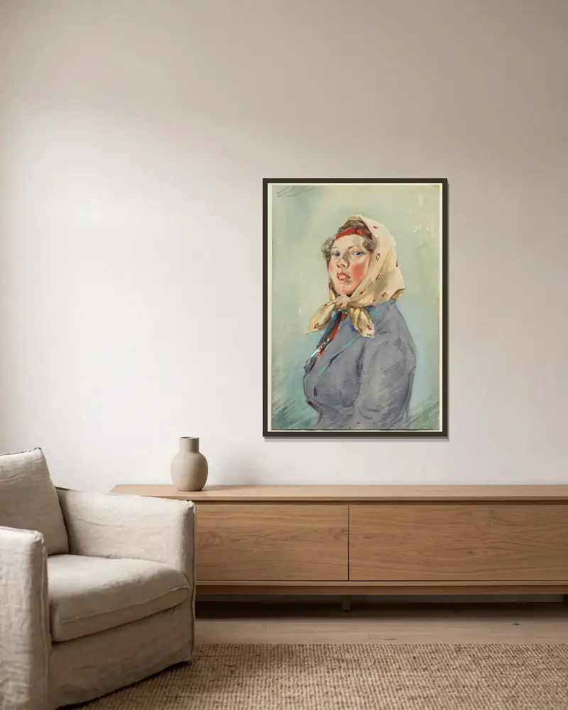 Skerikulla av Anders Zorn inramad på en vägg