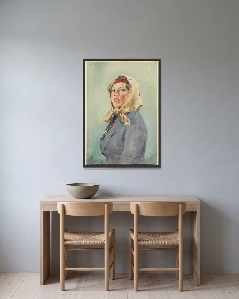 Skerikulla av Anders Zorn inramad på en vägg