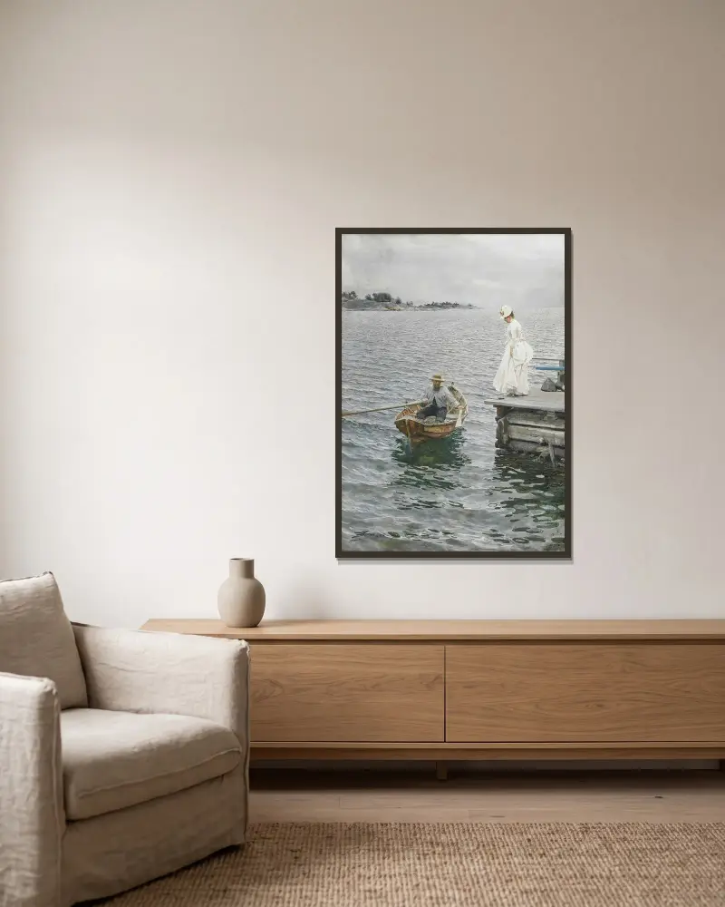 Sommervergnügen von Anders Zorn gerahmt an einer Wand