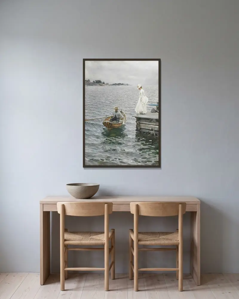 Sommervergnügen von Anders Zorn gerahmt an einer Wand