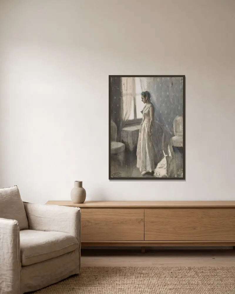 Die Braut von Anders Zorn gerahmt an einer Wand