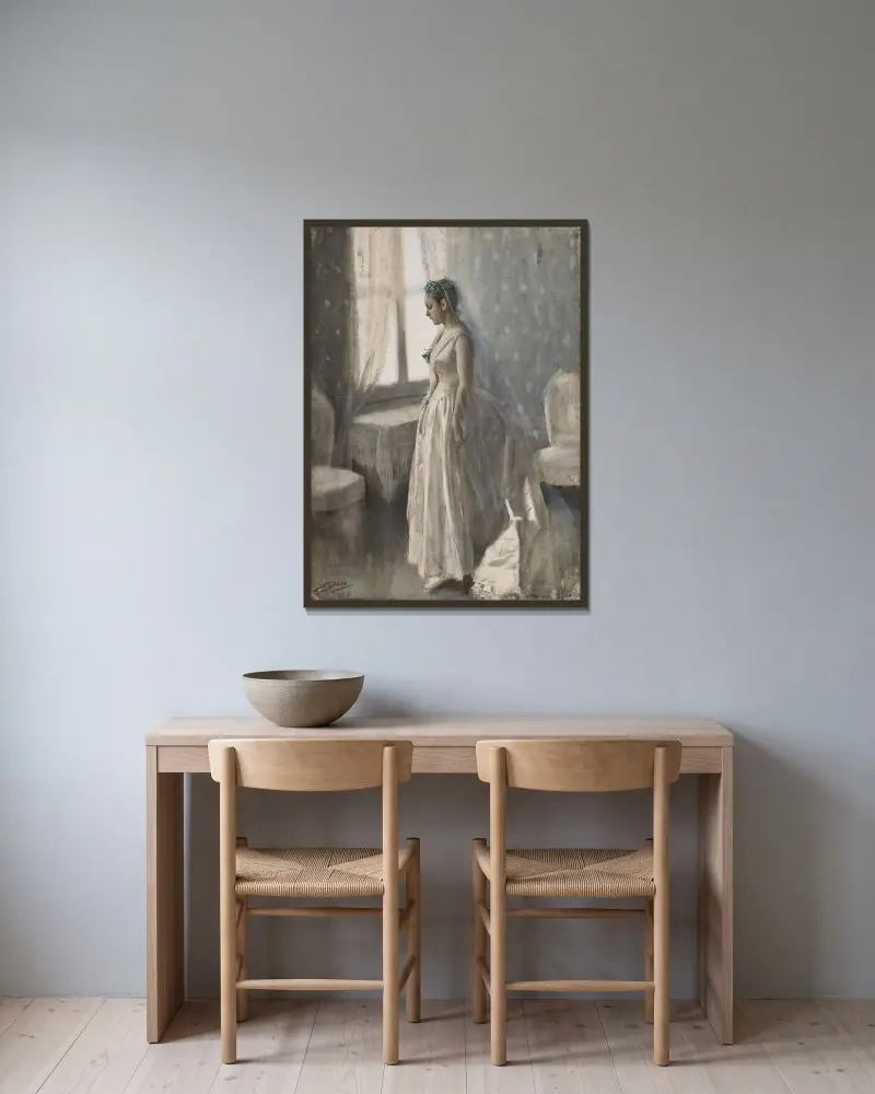 Die Braut von Anders Zorn gerahmt an einer Wand