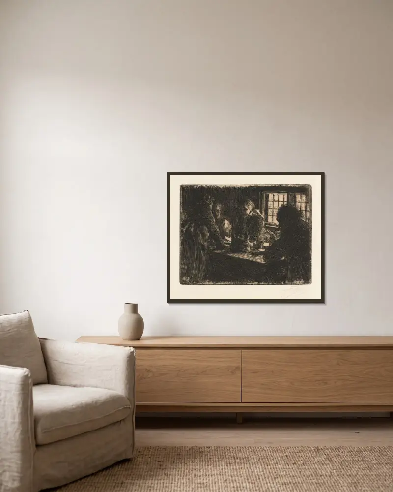 Die Brautjungfer von Anders Zorn gerahmt an einer Wand