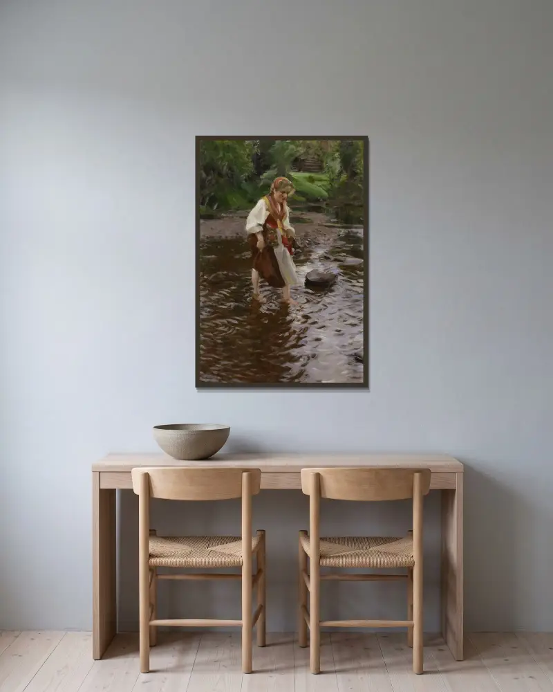 The Girl from Älvdalen von Anders Zorn gerahmt an einer Wand