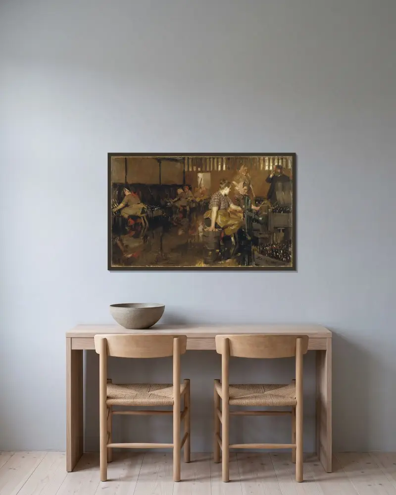 Lilla bryggeriet av Anders Zorn inramad på en vägg