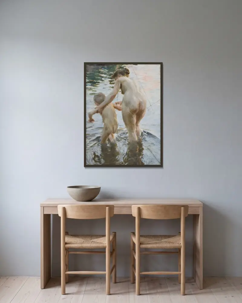 En premiär, 1888 av Anders Zorn inramad på en vägg
