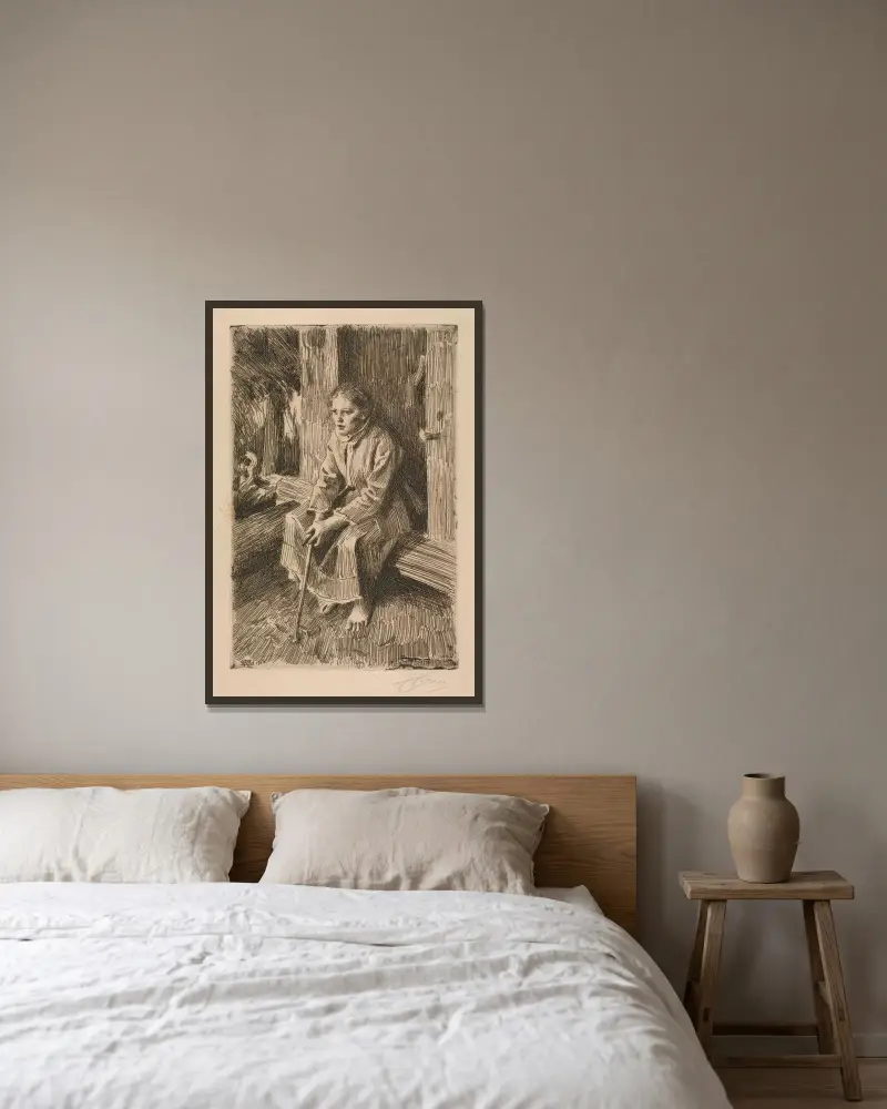 Vallkulla av Anders Zorn inramad på en vägg