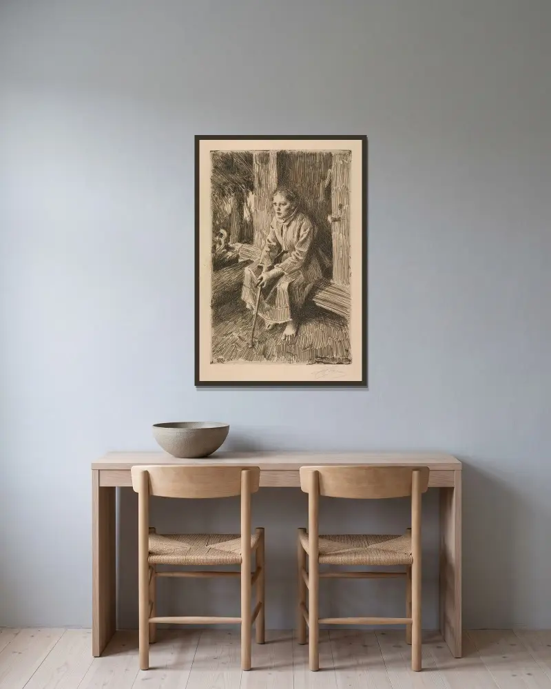 Vallkulla av Anders Zorn inramad på en vägg