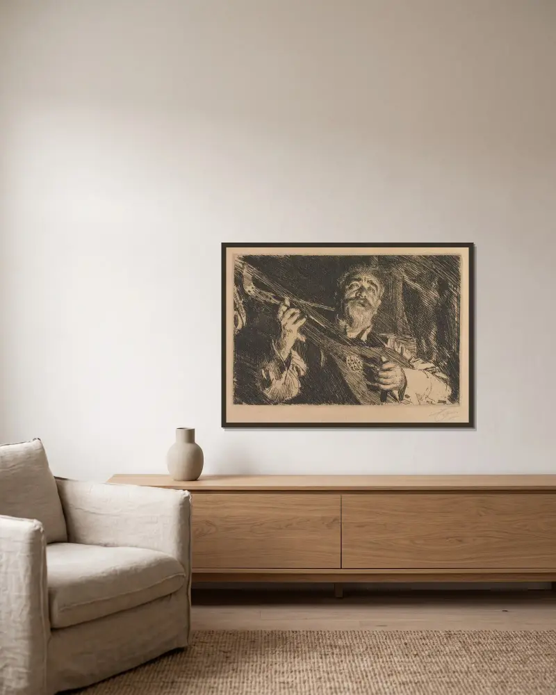 Vicke, 1918 von Anders Zorn gerahmt an einer Wand