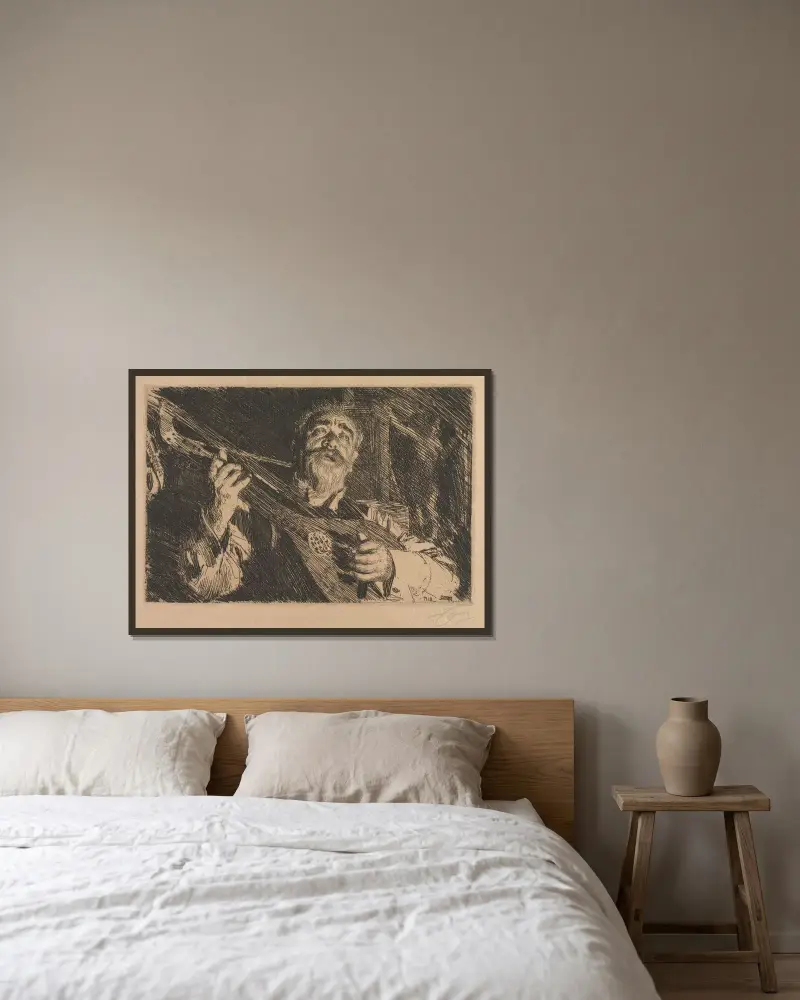 Vicke, 1918 von Anders Zorn gerahmt an einer Wand
