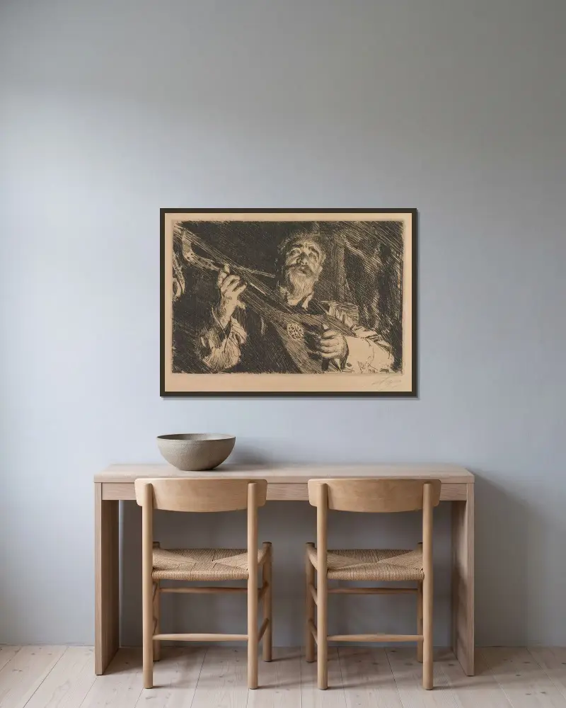 Vicke, 1918 von Anders Zorn gerahmt an einer Wand