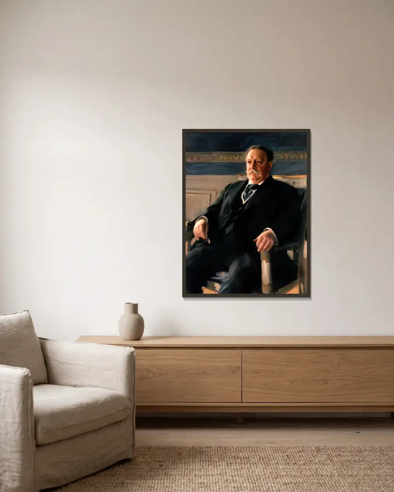 William Howard Taft av Anders Zorn inramad på en vägg