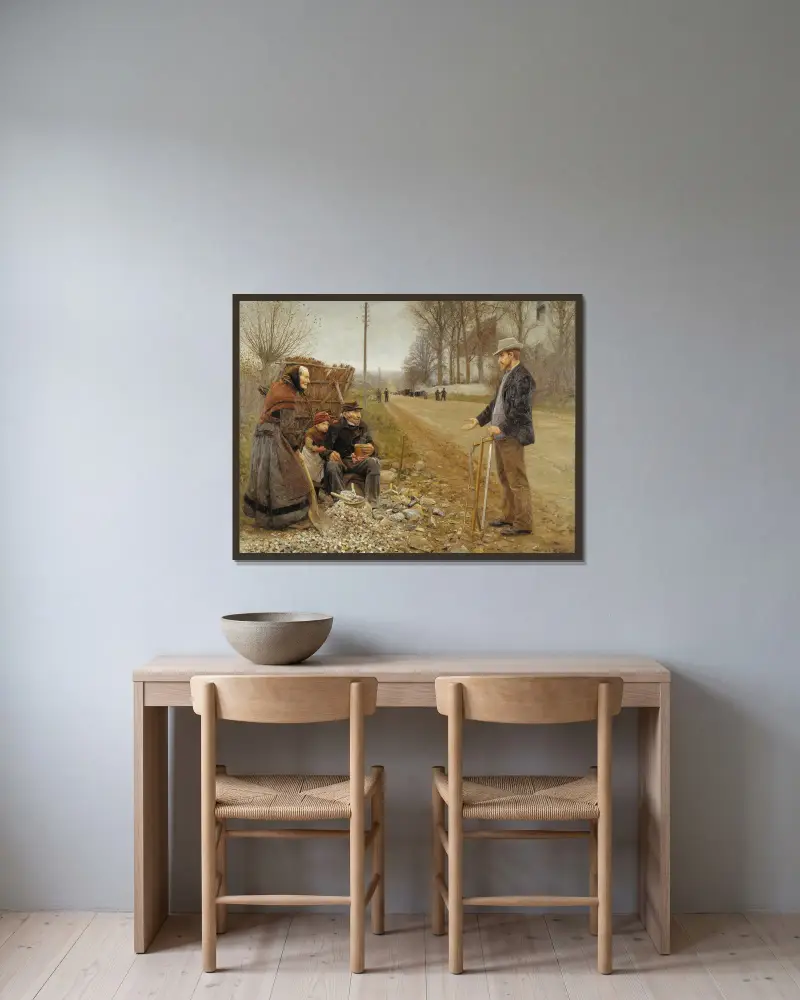 People by a Road av Hans Andersen Brendekilde inramad på en vägg