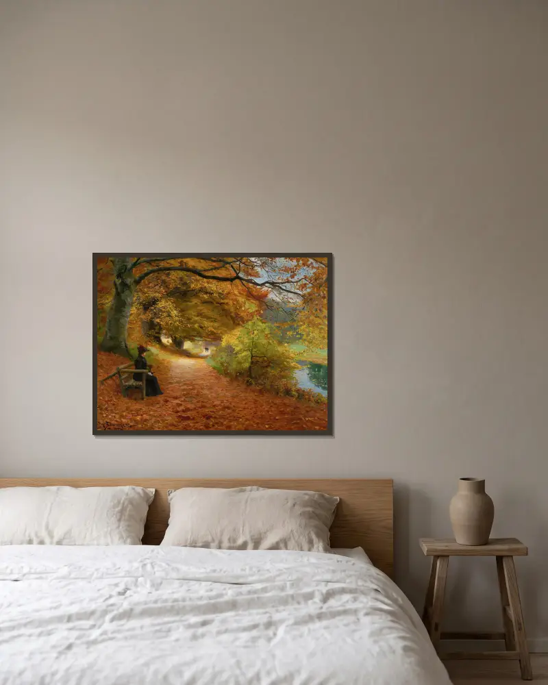Lesní cesta na podzim, Hans Andersen Brendekilde v rámu na stěně
