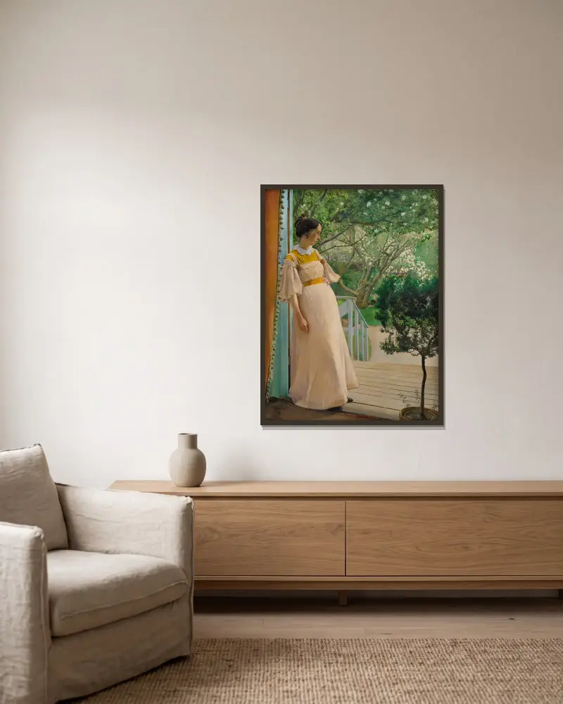 Vid de franska fönstren. Konstnärens hustru av Laurits Andersen Ring inramad på en vägg