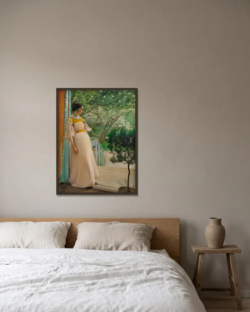Vid de franska fönstren. Konstnärens hustru av Laurits Andersen Ring inramad på en vägg