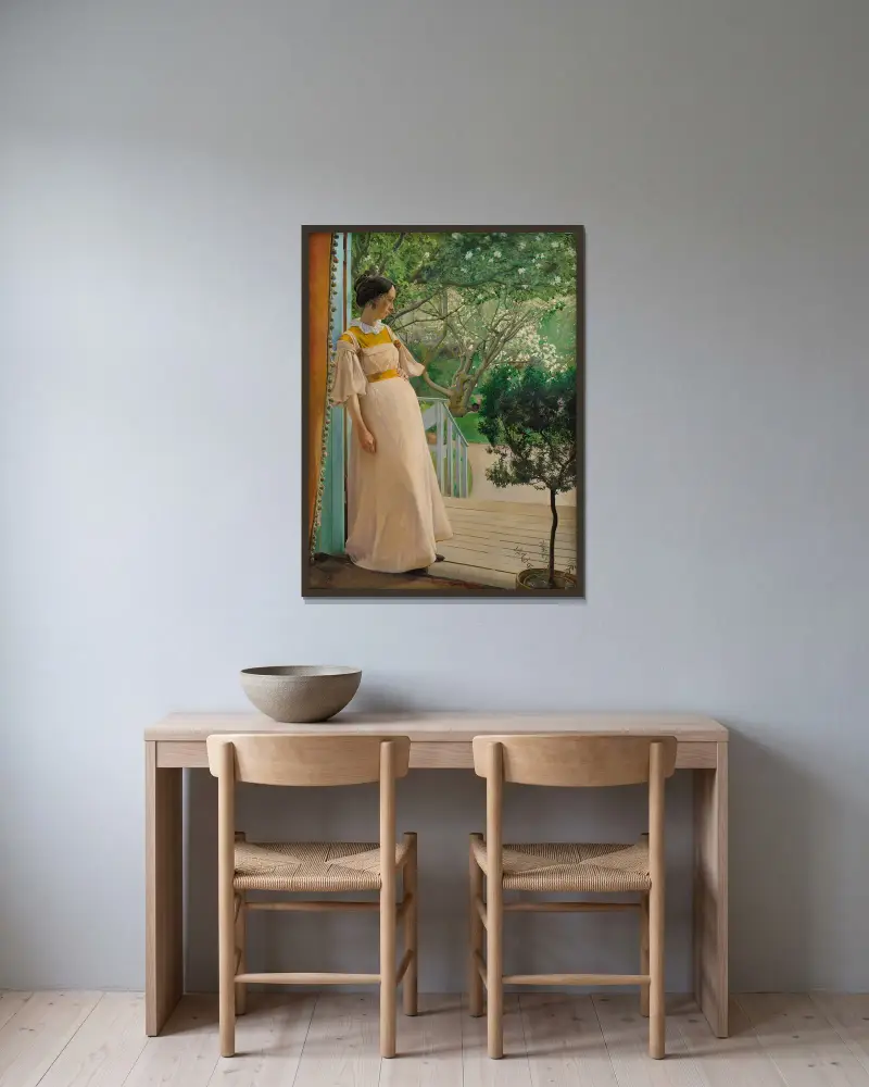 Vid de franska fönstren. Konstnärens hustru av Laurits Andersen Ring inramad på en vägg