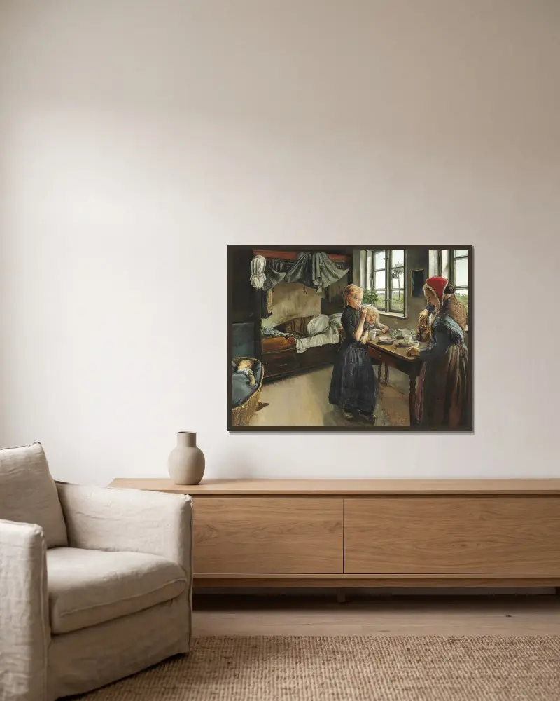 Interieur aus dem Dorf Ring von Laurits Andersen Ring gerahmt an einer Wand