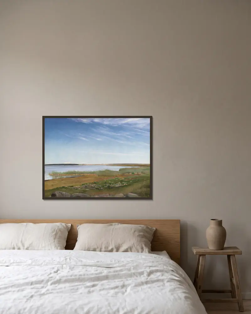 Fjorden vid Karrebæksminde, Själland av Laurits Andersen Ring inramad på en vägg