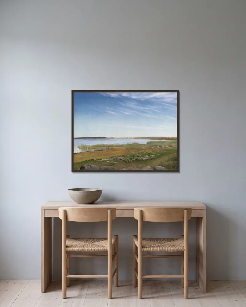 Fjorden vid Karrebæksminde, Själland av Laurits Andersen Ring inramad på en vägg