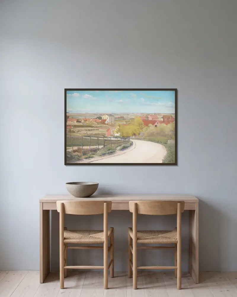 Utsikt från en väg nära Næstved, Sjælland av Laurits Andersen Ring inramad på en vägg