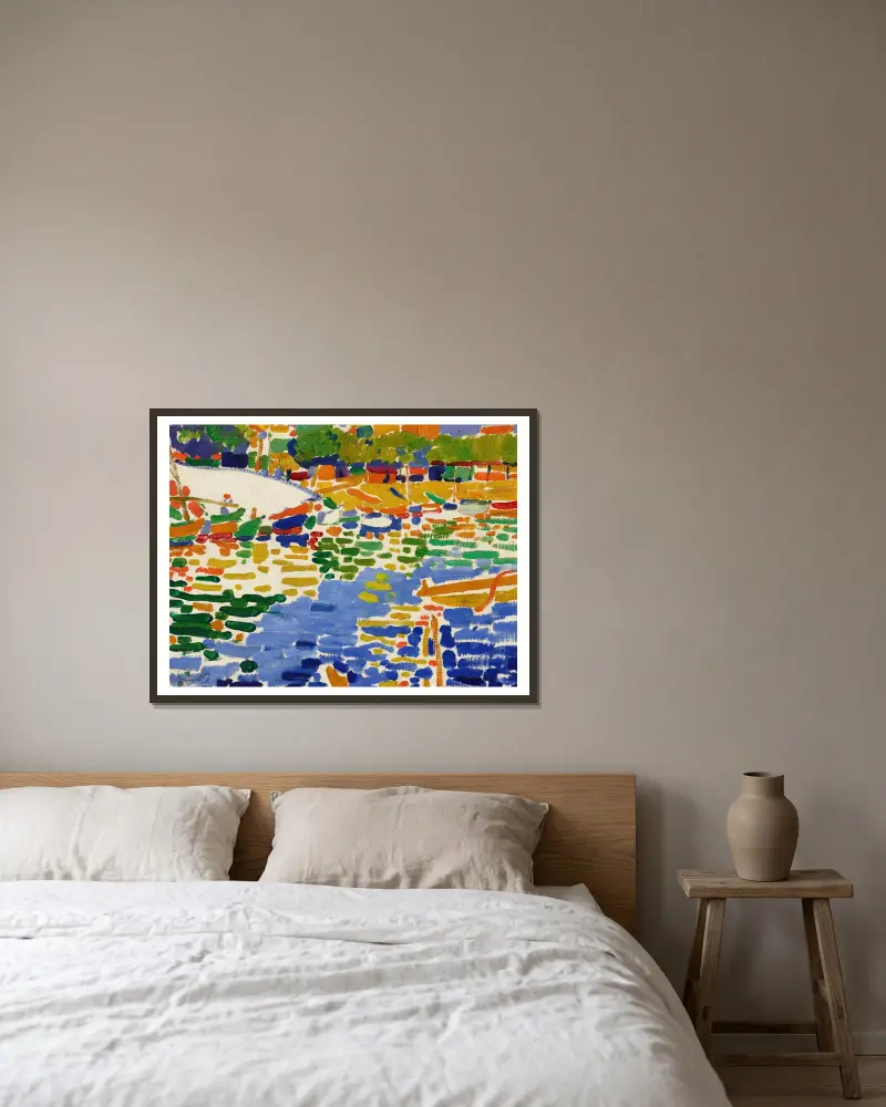 Barques amarrées à l’Estaque av André Derain inramad på en vägg