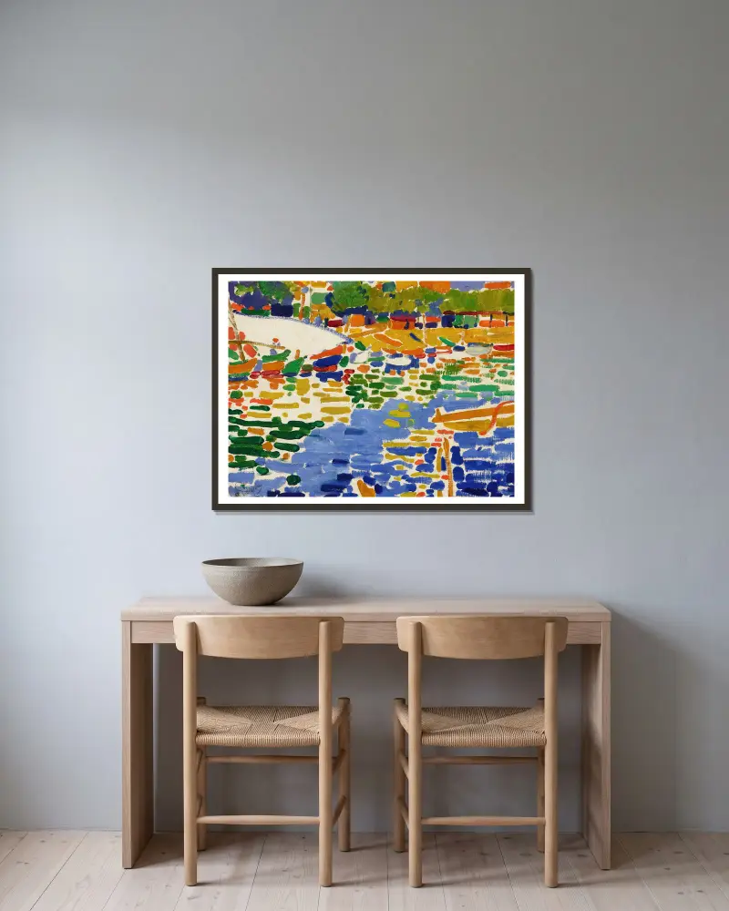 Barques amarrées à l’Estaque av André Derain inramad på en vägg