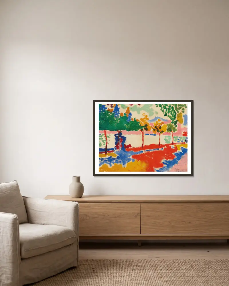 Flussufer von André Derain gerahmt an einer Wand