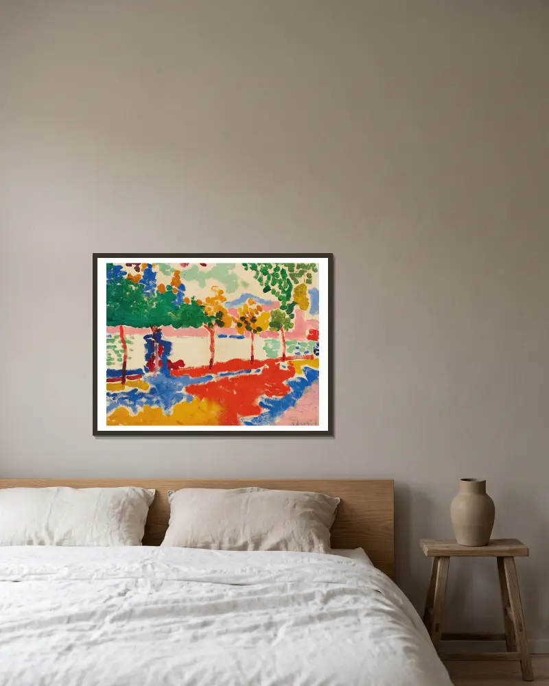 Flussufer von André Derain gerahmt an einer Wand