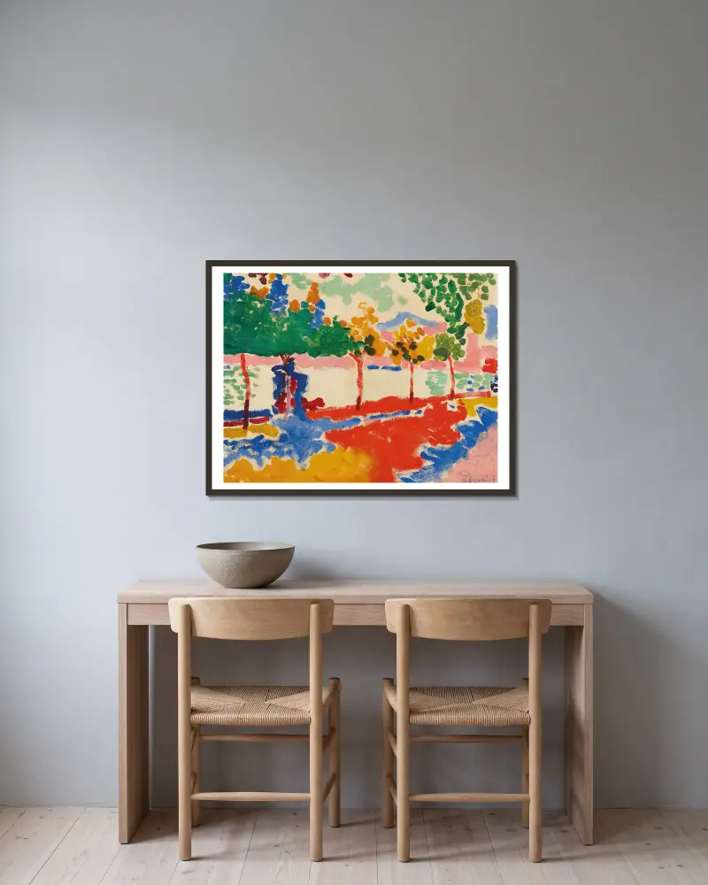 Flussufer von André Derain gerahmt an einer Wand