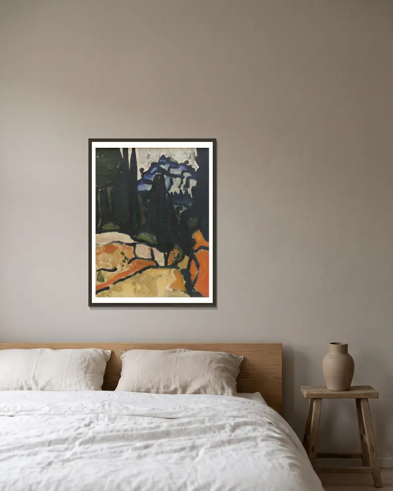 Zypressen bei Cassis von André Derain gerahmt an einer Wand