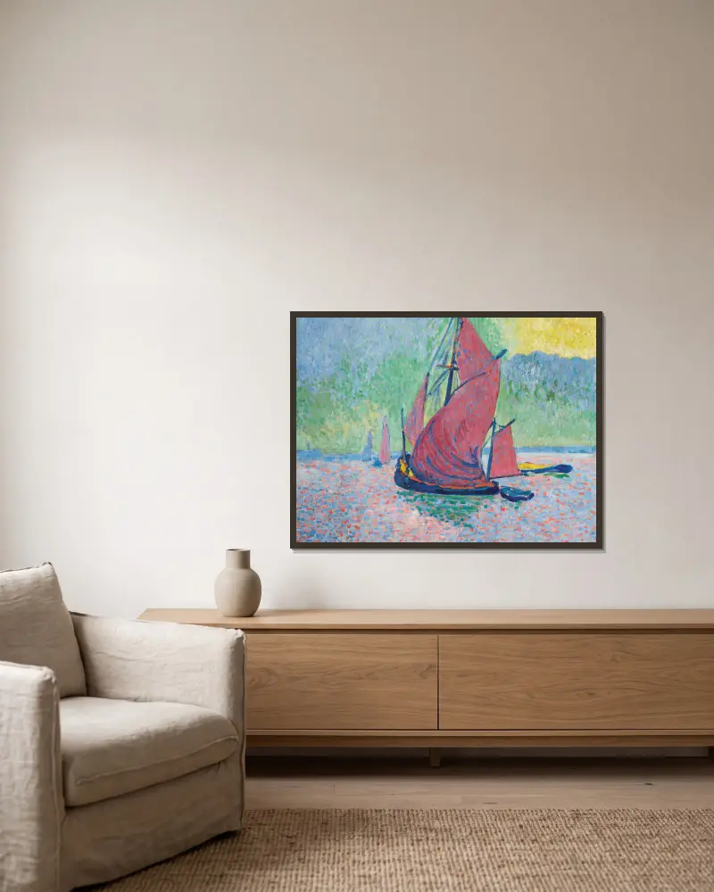Les voiles rouges av André Derain inramad på en vägg