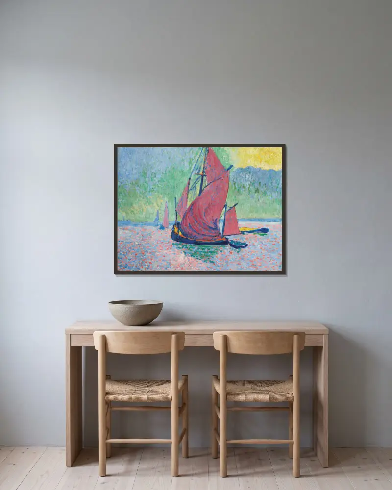 Les voiles rouges av André Derain inramad på en vägg