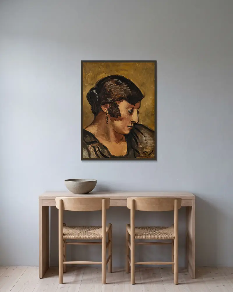 Tête de femme ou La Gitane av André Derain inramad på en vägg