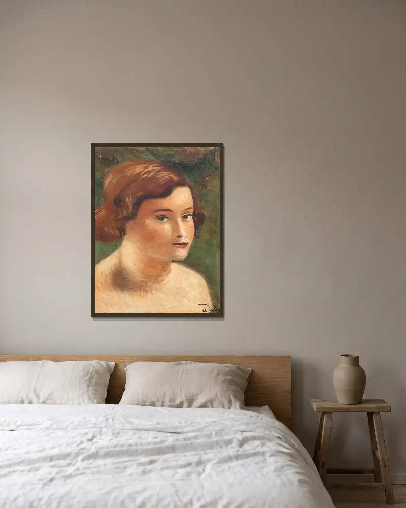 Tête de Jeune femme av André Derain inramad på en vägg