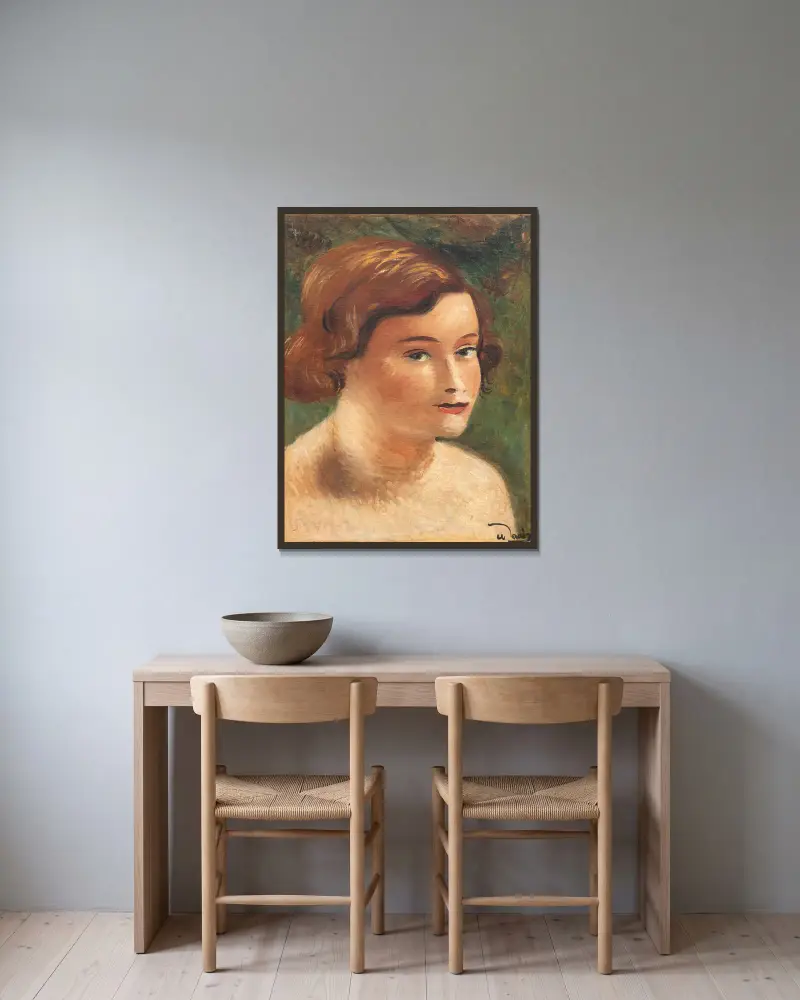 Tête de Jeune femme av André Derain inramad på en vägg