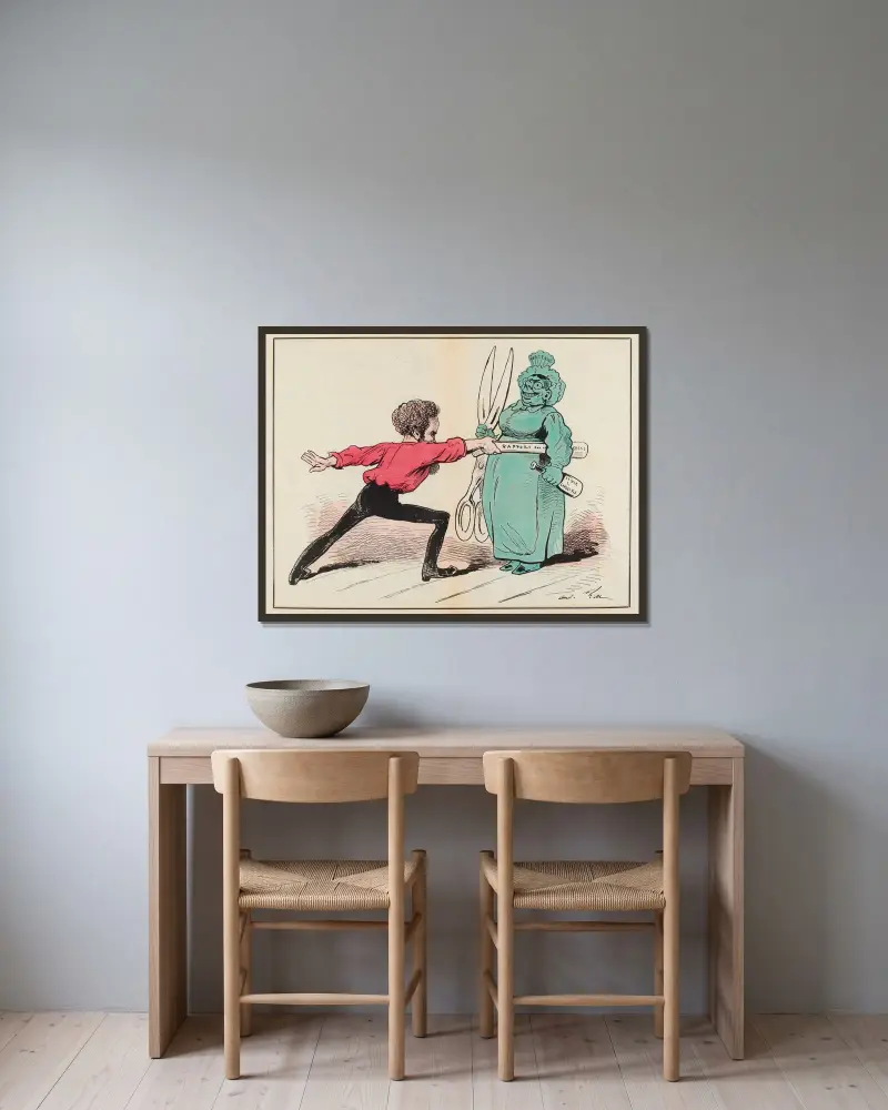 Přímý úder, André Gill v rámu na stěně