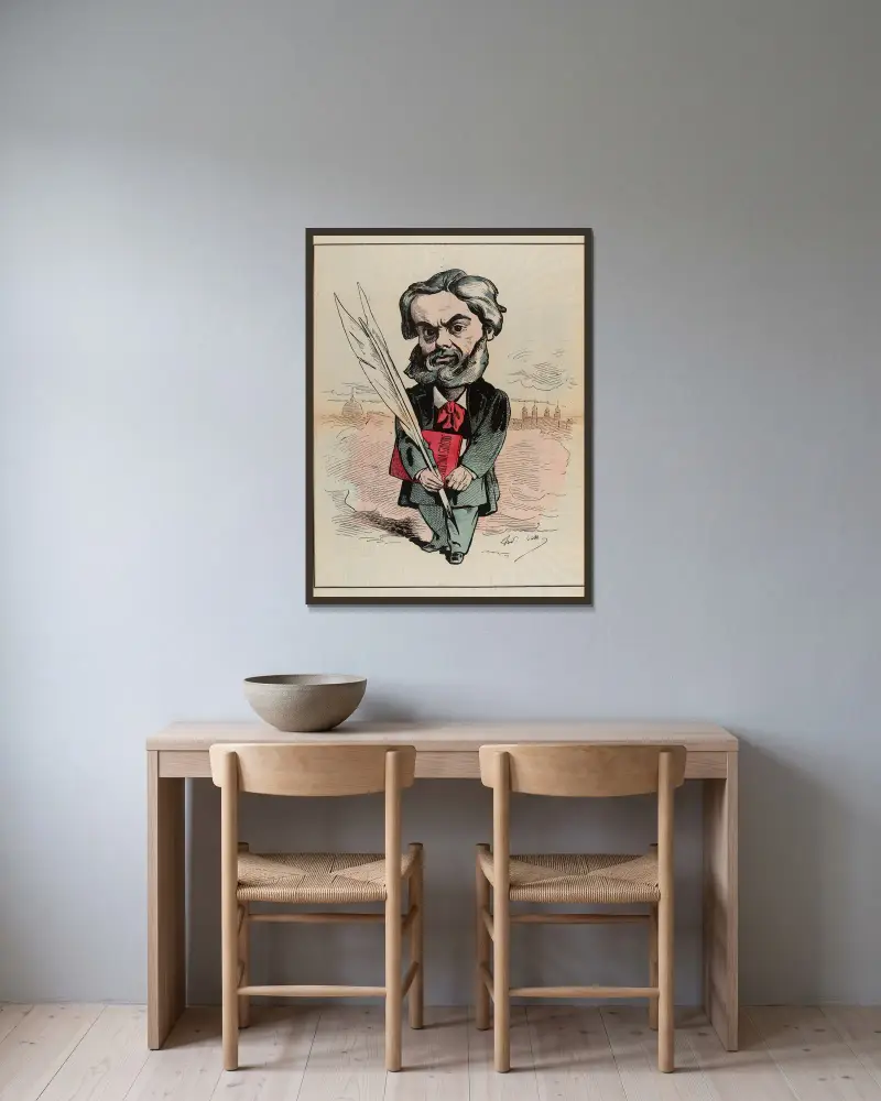 Jean La Rue av André Gill inramad på en vägg