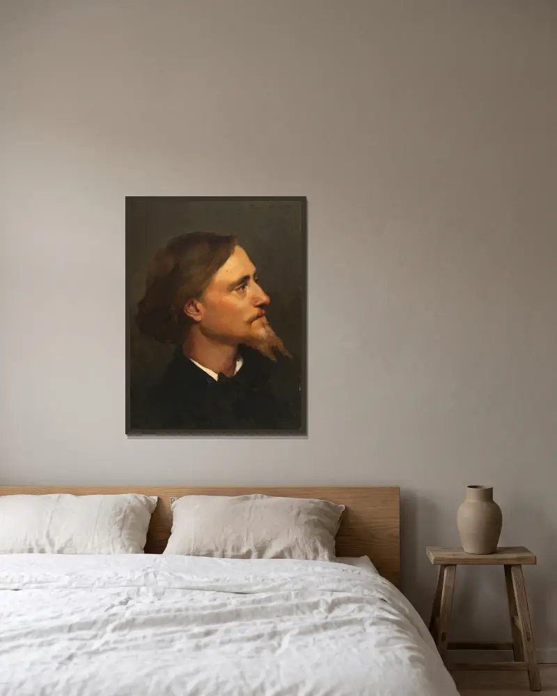 Joseph Félix Bouchor av André Gill inramad på en vägg