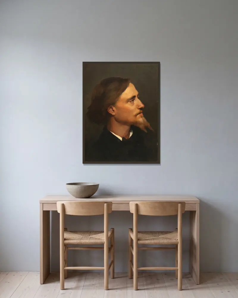 Joseph Félix Bouchor av André Gill inramad på en vägg