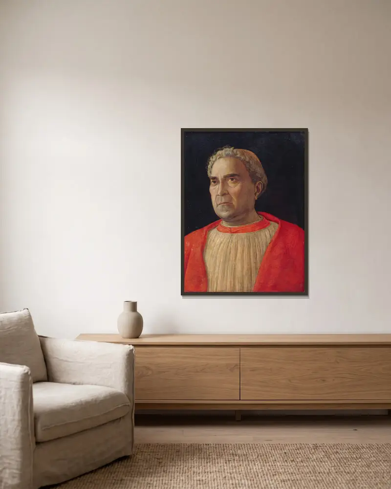 Kardinal Ludovico Scarampi Mezzarota kallad Ludovico Trevisano av Andrea Mantegna inramad på en vägg