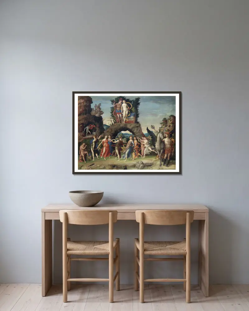Parnas, 1496 – č. 1, Andrea Mantegna v rámu na stěně