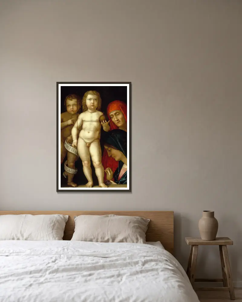 Le Maître du Monde av Andrea Mantegna inramad på en vägg