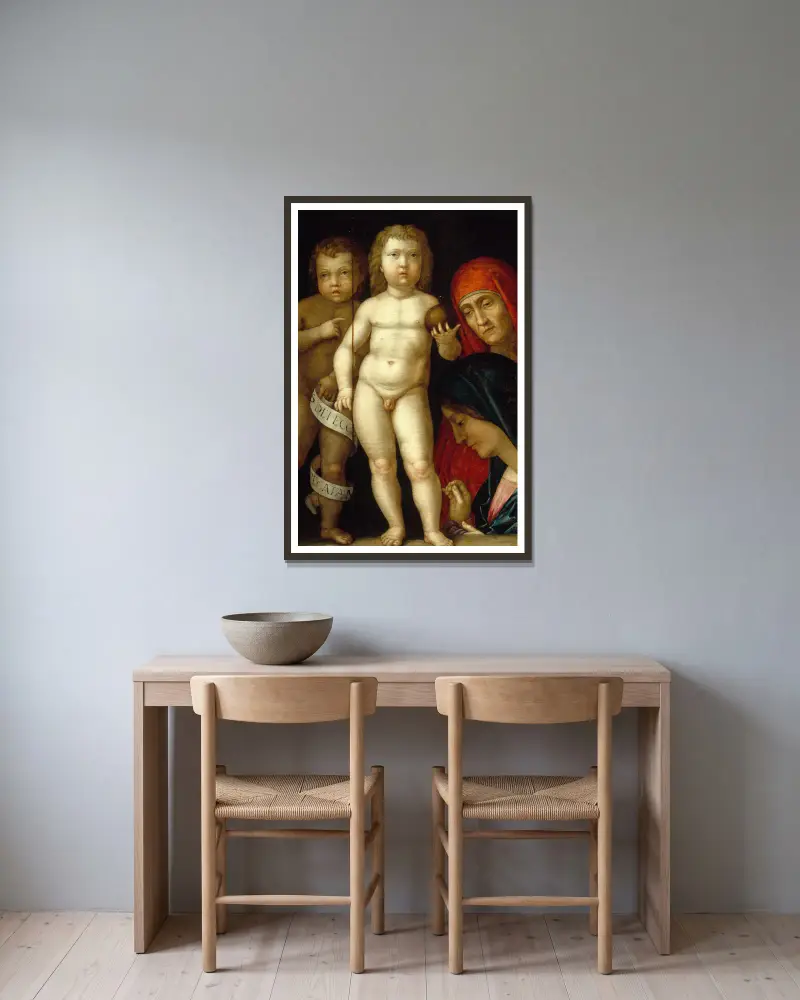 Le Maître du Monde av Andrea Mantegna inramad på en vägg