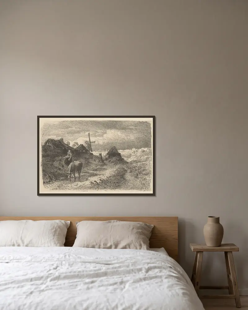 Krajina s krávou, Andreas Achenbach v rámu na stěně